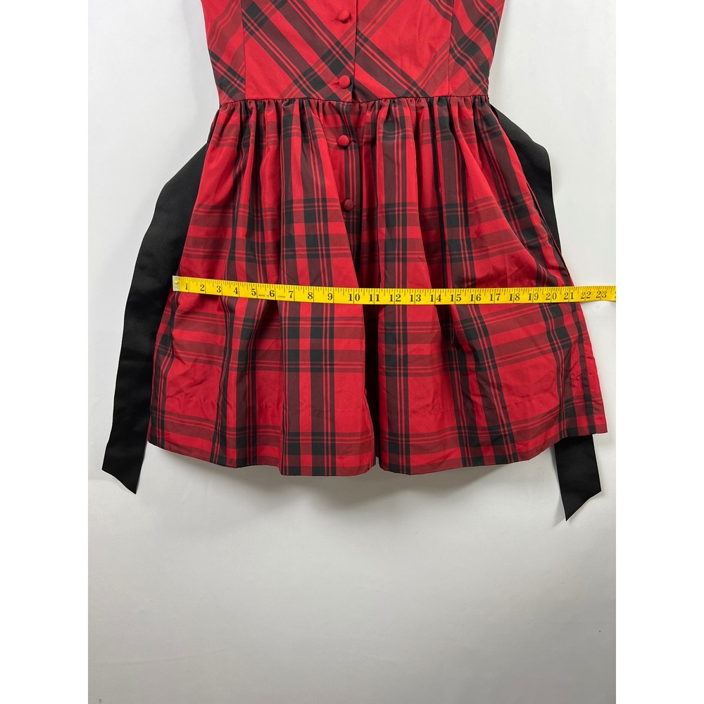 Polo Ralph Lauren Plaid Dress Girls 14 Red Black Tartan Holiday Fit Flare Bow - Picture 9 of 14